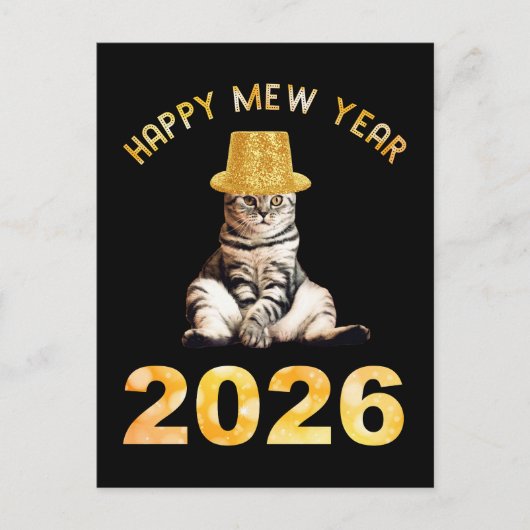 Happy Mew Year 2026 Briefkaart (Voorkant)