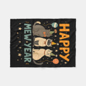 Happy Mew Year Cat Party  Fleece Deken (Voorkant (Horizontaal))