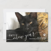 Happy Mew Year Cat Photo New Years Holiday Card Feestdagenkaart (Voorkant)