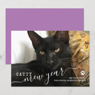 Happy Mew Year Cat Photo New Years Holiday Card Feestdagenkaart