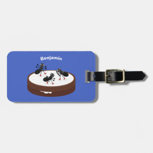 Happy miers schaatsen op koekjes cartoon bagagelabel