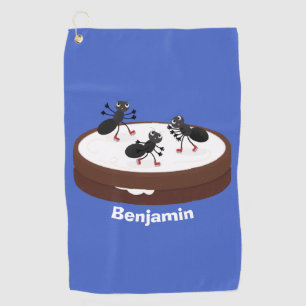 Happy miers schaatsen op koekjes cartoon golfhanddoek