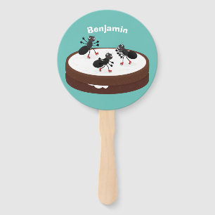 Happy miers schaatsen op koekjes cartoon handwaaier