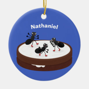 Happy miers schaatsen op koekjes cartoon keramisch ornament