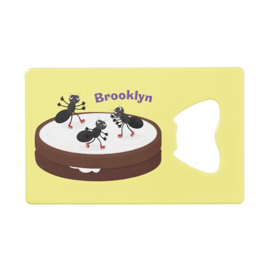 Happy miers schaatsen op koekjes cartoon kredietkaart flessenopener (Voorkant (Horizontaal))