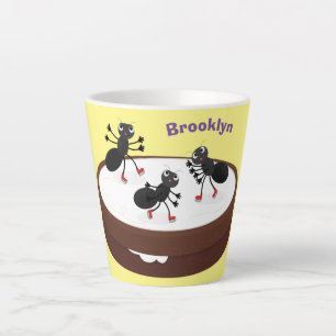 Happy miers schaatsen op koekjes cartoon latte mok