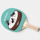 Happy miers schaatsen op koekjes cartoon tafeltennisbatje (Zijkant)