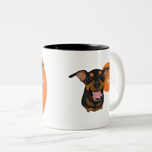 Happy Min Pin Miniature Pinscher Dog Coffee Mok (Voorkant rechts)