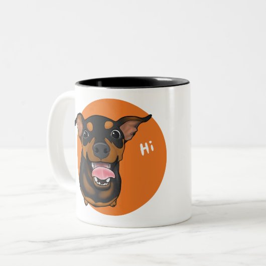 Happy Min Pin Miniature Pinscher Dog Coffee Mok (Voorkant links)