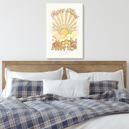Happy Mind Happy Life Hippy Groovy Vibes Canvas Afdruk (Insitu (Slaapkamer))