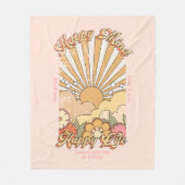 Happy Mind Happy Life Hippy Groovy Vibes Fleece Deken (Voorkant)