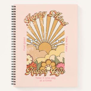 Happy Mind Happy Life Hippy Groovy Vibes Notitieboek