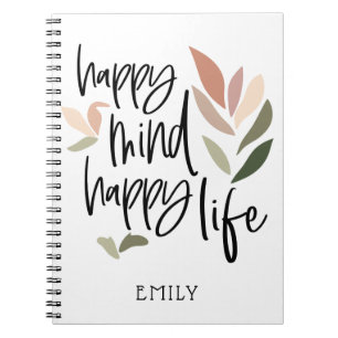 Happy Mind Happy Life Motivating Quote Name Notitieboek