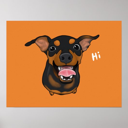 Happy Miniature Pinscher Min Portrait Poster (Devant)