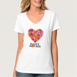 Happy moeder quote met bloemen t-shirt