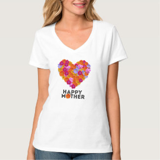 Happy moeder quote met bloemen t-shirt