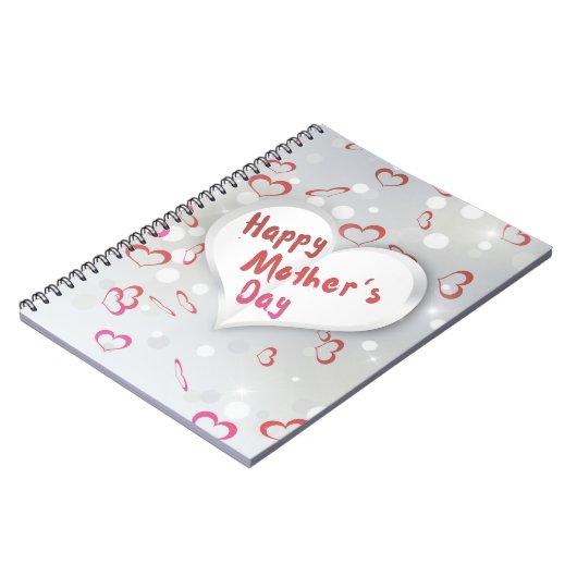 Happy Moederdag 3D-papierhart Notitieboek (Linkerzijde)