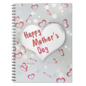 Happy Moederdag 3D-papierhart Notitieboek (Voorkant)
