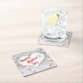 Happy Moederdag 3D-papierhart Vierkante Kartonnen Onderzetter (Insitu)