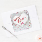 Happy Moederdag 3D-papierhart Vierkante Sticker (Envelop)