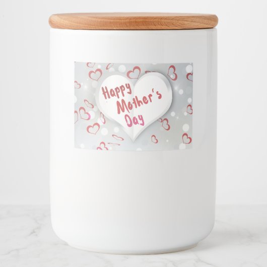 Happy Moederdag 3D-papierhart Voedselcontainer Etiket (Voorkant)