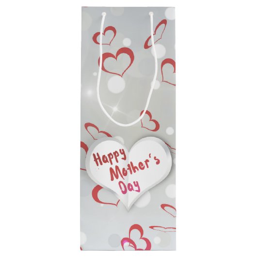 Happy Moederdag 3D-papierhart Wijn Cadeautas (Achterkant)