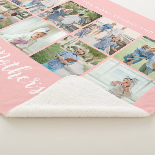 Happy Moederdag 8 Aangepast Blush roze Sherpa Deken (3/4)