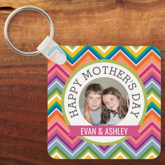 Happy Moederdag - aangepaste fotosjabloon Sleutelhanger (Voorkant)