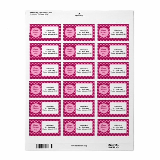 Happy Moederdag Adresetiketten (Magenta & Roze) Etiket (Full Sheet)
