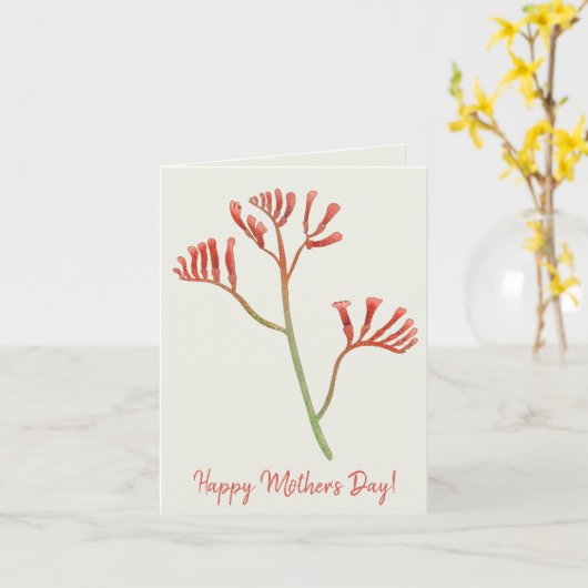 Happy Moederdag | Australisch Kangaroo Paw Kaart (Gele Bloem)