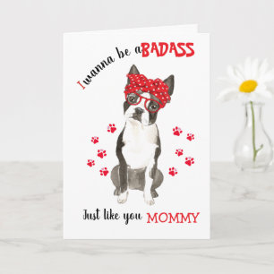 Happy Moederdag Badass Boston Terrier Dog Kaart