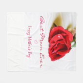 Happy Moederdag Best Mam Ever + Single Red Rose Fleece Deken (Voorkant (Horizontaal))