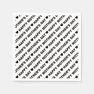 Happy Moederdag Black op witboek Napkin Servet