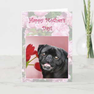 Happy Moederdag Black Pug wenskaart Kaart