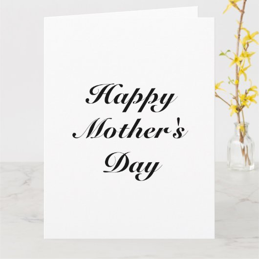 Happy Moederdag black white custom script chic Kaart (Gele Bloem)