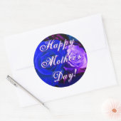 Happy Moederdag Blue Paars Roos Ronde Sticker (Envelop)