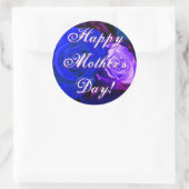 Happy Moederdag Blue Paars Roos Ronde Sticker (Tas)