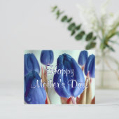 Happy Moederdag Blue Tulips Briefkaart (Staand voorkant)