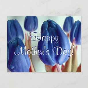 Happy Moederdag Blue Tulips Briefkaart