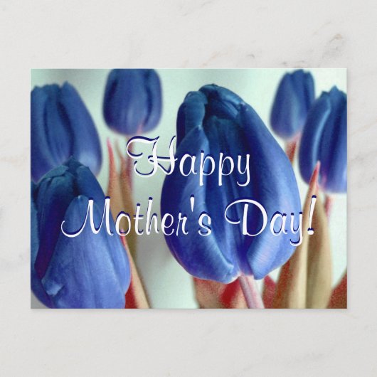 Happy Moederdag Blue Tulips Briefkaart (Voorkant)