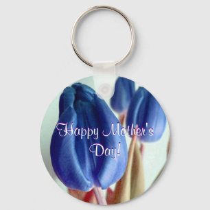 Happy Moederdag Blue Tulips Sleutelhanger