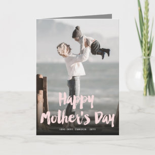 Happy Moederdag Bold Brush Script Moderne foto Kaart