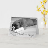 Happy Moederdag Boxer puppy wenskaart Kaart (Gele Bloem)