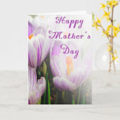 Happy Moederdag Bright Paarse en witte Tulips Kaart (Gele Bloem)