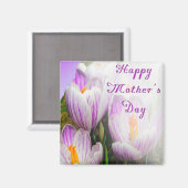 Happy Moederdag Bright Paarse en witte Tulips Magneet (Voorkant / Achterkant)