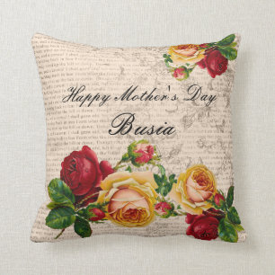 Happy Moederdag Busia Pillow  Rozen Kussen