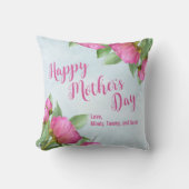 Happy Moederdag Chic Pink Floral Kussen (Voorkant)