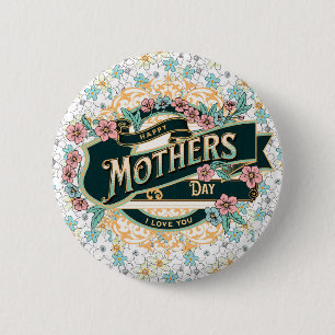 Happy Moederdag Colorful Floral Flowers Ronde Button 5,7 Cm