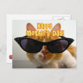 Happy Moederdag Cool Cat in Zonnebril Briefkaart (Voorkant / Achterkant)