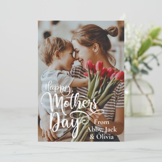 Happy Moederdag Custom Photo and Text Kaart (Staand voorkant)